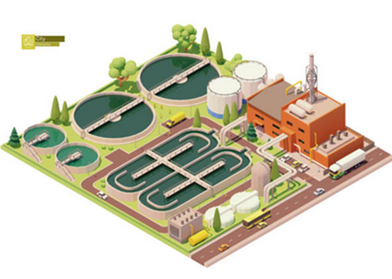 Grafika koncepcyjna oczyszczalni ścieków